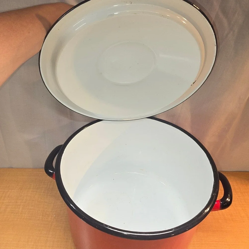 Vintage Enamelware Made in Poland Large‎ Red 7
